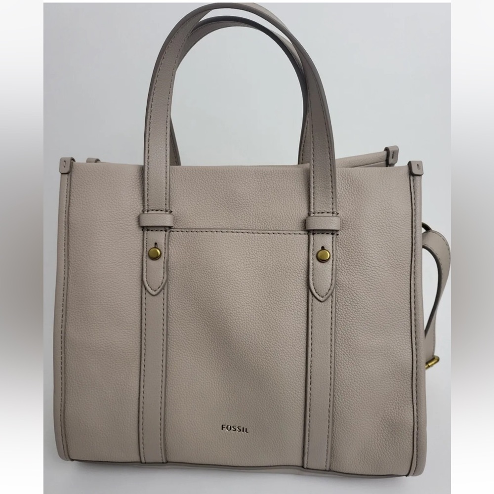 Fossil Real Genuine Cow Hide Leather Women's Kingston Satchel Greystone NEW!